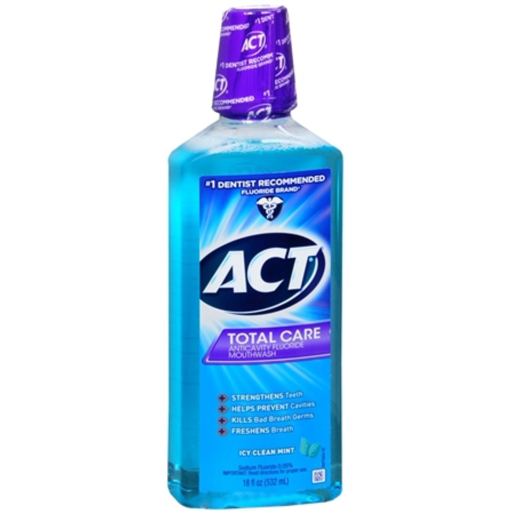 2 Pack Total Care Anticavity Fluoride Mouthwash Icy Clean Mint 18 oz
