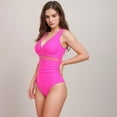 thumbnail image 3 of Swim Women's Deep V One Piece Swimsuit with Mesh Waist Panel and Ruched Tummy Control Design - X Large, Fuchsia, 3 of 7
