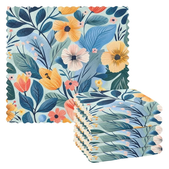 6 Pieces of Kitchen Towels 11x11Inch Kitchen Dish Cloths Kitchen Dish Towels Reuseable Cleaning Cloths Lovely Flower