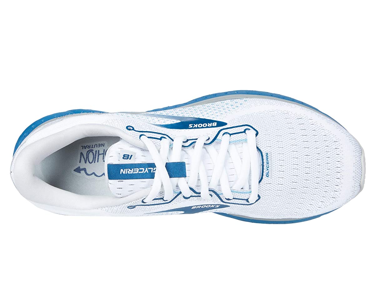 Brooks Men's Glycerin 18 Running Shoes, White/Grey/Poseidon, 10 2E(W) US - image 3 of 5