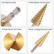 thumbnail image 3 of Juego de brocas escalonadas de titanio 3-12mm 4-12mm 4-20mm 2 flautas vástago hexagonal HSS 3 piezas, 3 of 4