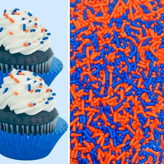 Sprinkle Deco® Orange and Blue Cake Pop Cookie Cupcake Cakes Semi-Sweet Edible Confetti Decorations Sprinkles Desert Jimmies Toppers