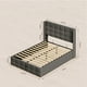 thumbnail image 2 of Cama elevable con espacio de almacenamiento, estructura de cama tapizada con cabecera moderna con respaldo alto, soporte de listones de madera, soporte hidráulico, no necesita somier, 2 of 9