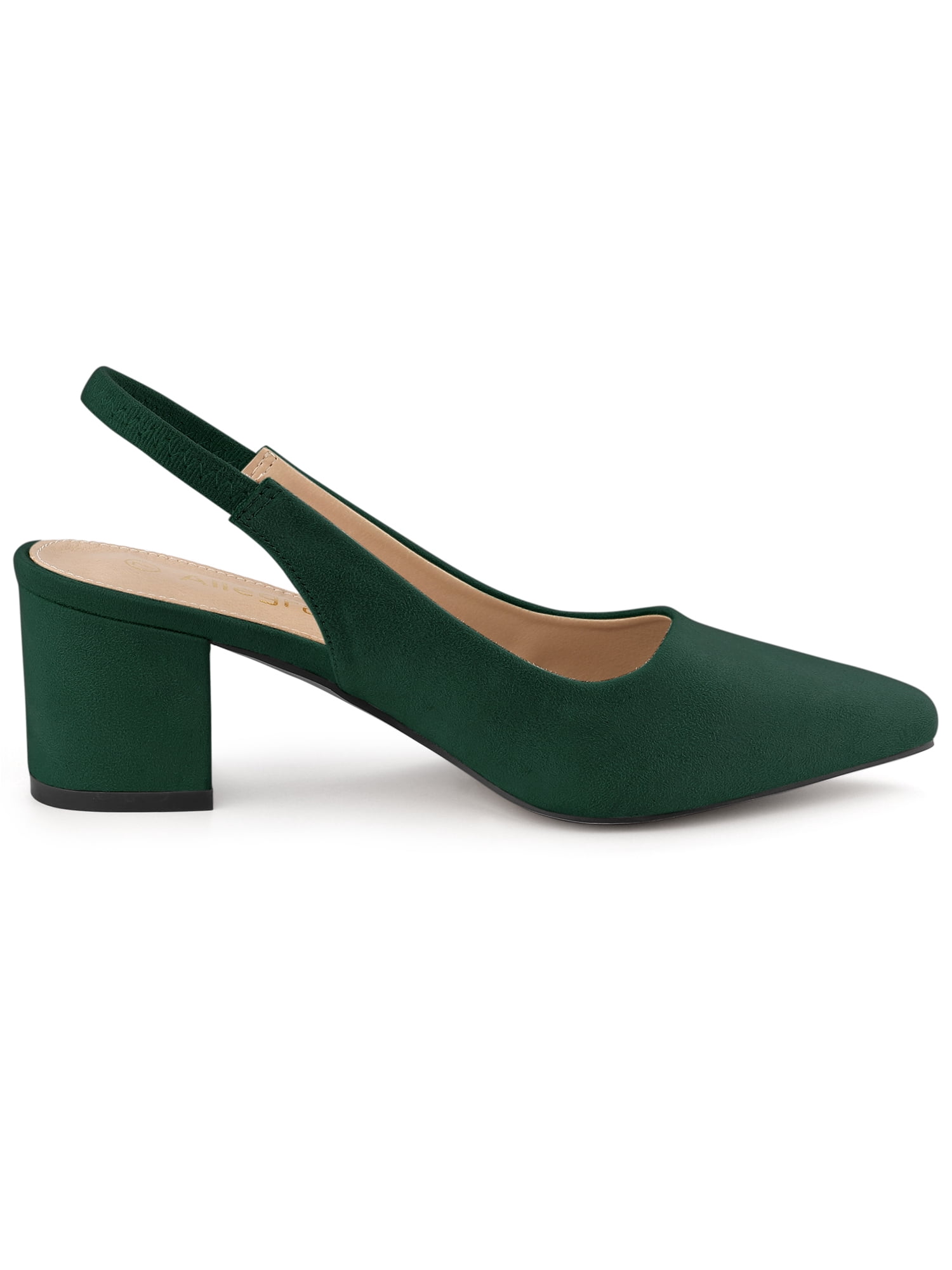 DARING DIVA Women's Pointed Toe Chunky Heels Pumps Slingback Heels Green 6