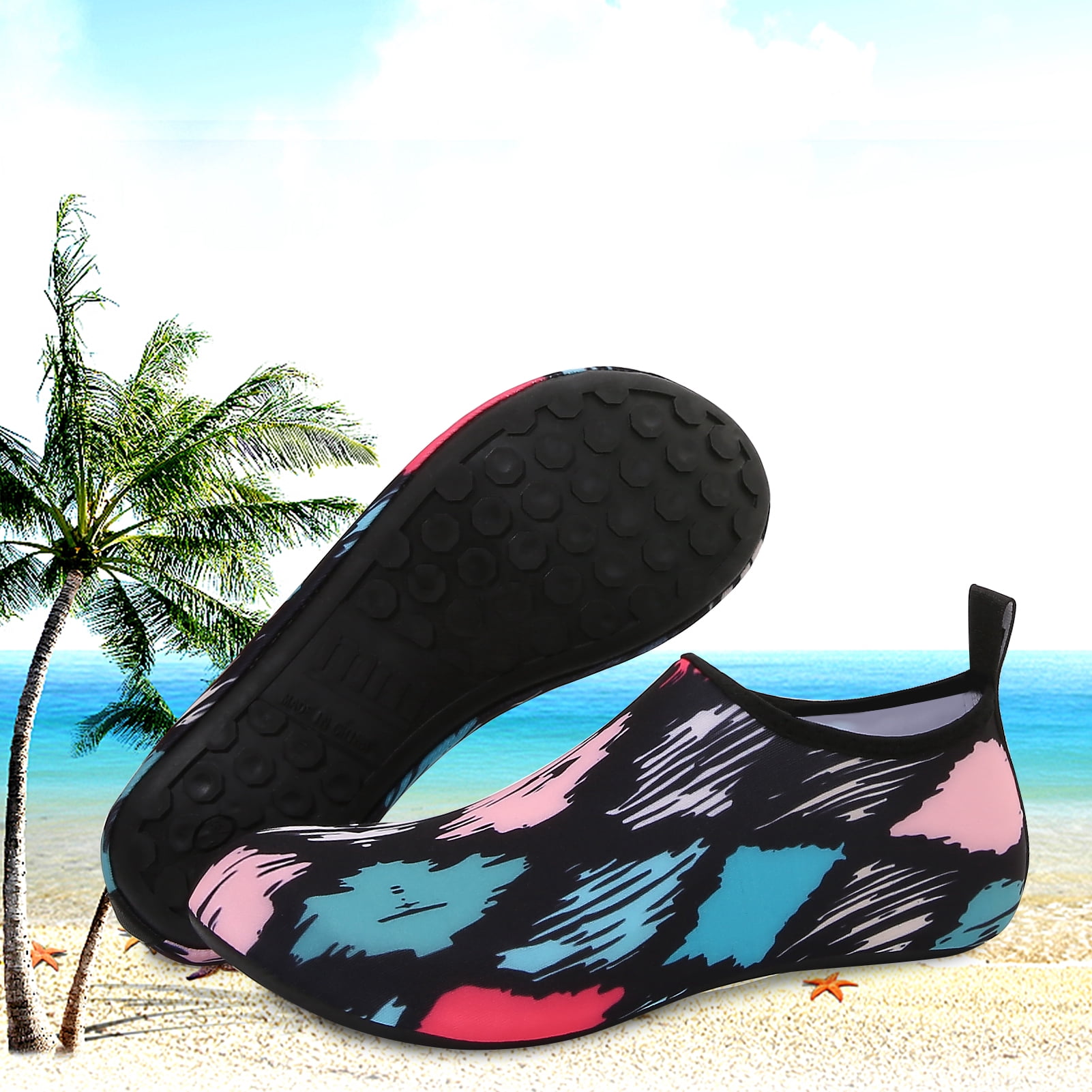 Men and Women a Slip On Barefoot Quick-Dry Beach Aqua Yoga Water Shoes (Diamond/Multicolor, 11.5-12.5 Men)