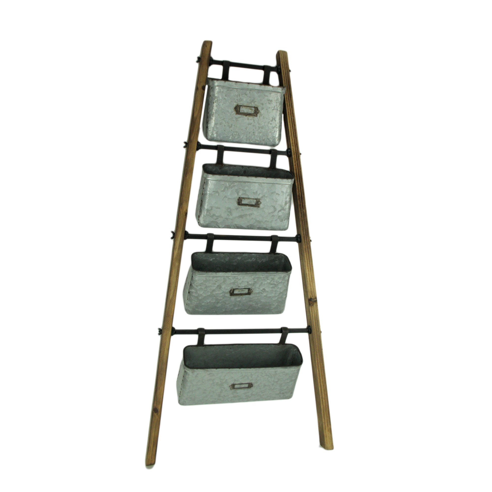 Rustic Wood And Metal 4 Basket Leaning Ladder Shelf Walmart Canada