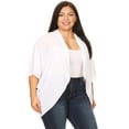 thumbnail image 3 of MOA COLLECTION Women's Plus Size Solid Dolman Sleeve Draped Open Front Chiffon Cardigan, 3 of 4