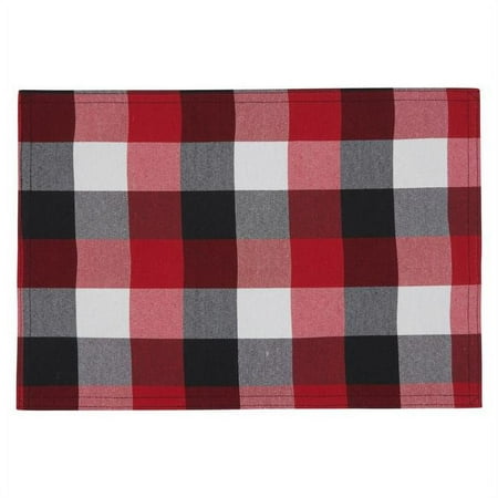 

SARO 13 x 19 in. Oblong Red Plaid Pattern Placemats Set of 4