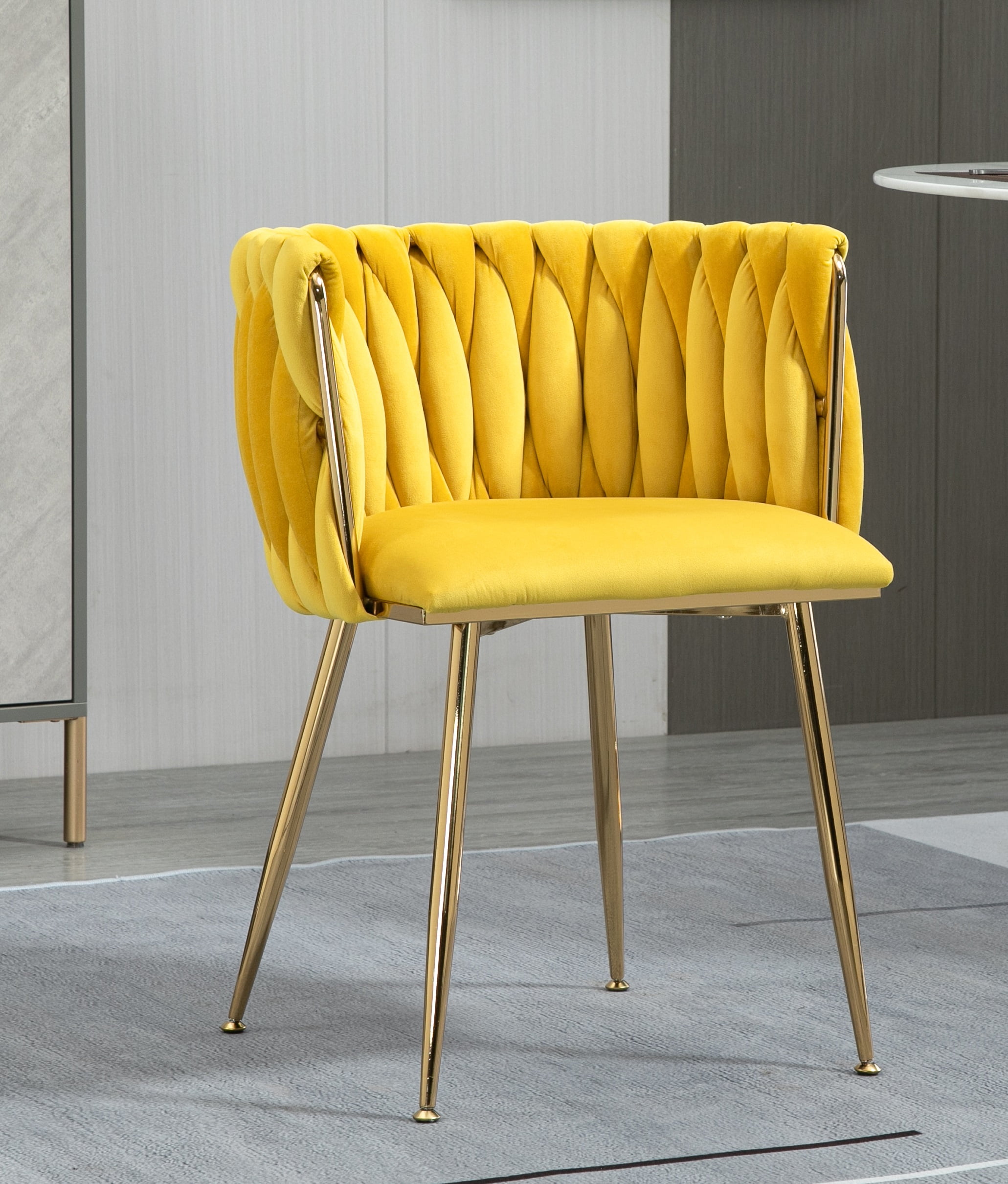 Leisure Upholstered Dining Chair, Accent Chair with Golden Feet, Armchair, Single Sofa Couch