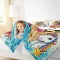 thumbnail image 4 of jejeloiu Cute Golden Retriever Full Size Comforter Sets,Kawaii Cartoon Unicorn Bedding Comforter Set,Sumeer Ocean Theme Bedding Sets For Girls Boys,Breathable Home Decor Reversible,3pcs, 4 of 8