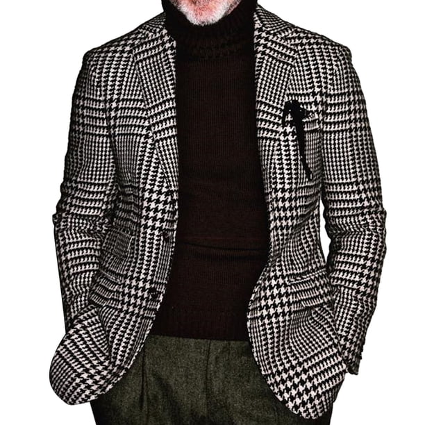 Chaqueta De Traje Informal Para Hombre, Patrón De Cuadros, Camiseta De Negocios Para Hombre, Manga Larga, Lavable A Máquina, Elegante Para Uso Diario ANGGREK Patrón de cuadros 3XL