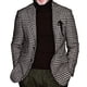 thumbnail image 1 of Chaqueta De Traje Informal Para Hombre, Patrón De Cuadros, Camiseta De Negocios Para Hombre, Manga Larga, Lavable A Máquina, Elegante Para Uso Diario ANGGREK Patrón de cuadros 3XL, 1 of 6