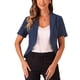 thumbnail image 1 of BLAZER CORTO DE OFICINA PARA MUJERES CHIC CON SOLAPA Y MANGAS CORTAS, ABIERTO EN FRONTAL, TAMAÑO XL, AZUL MARINO, 1 of 6