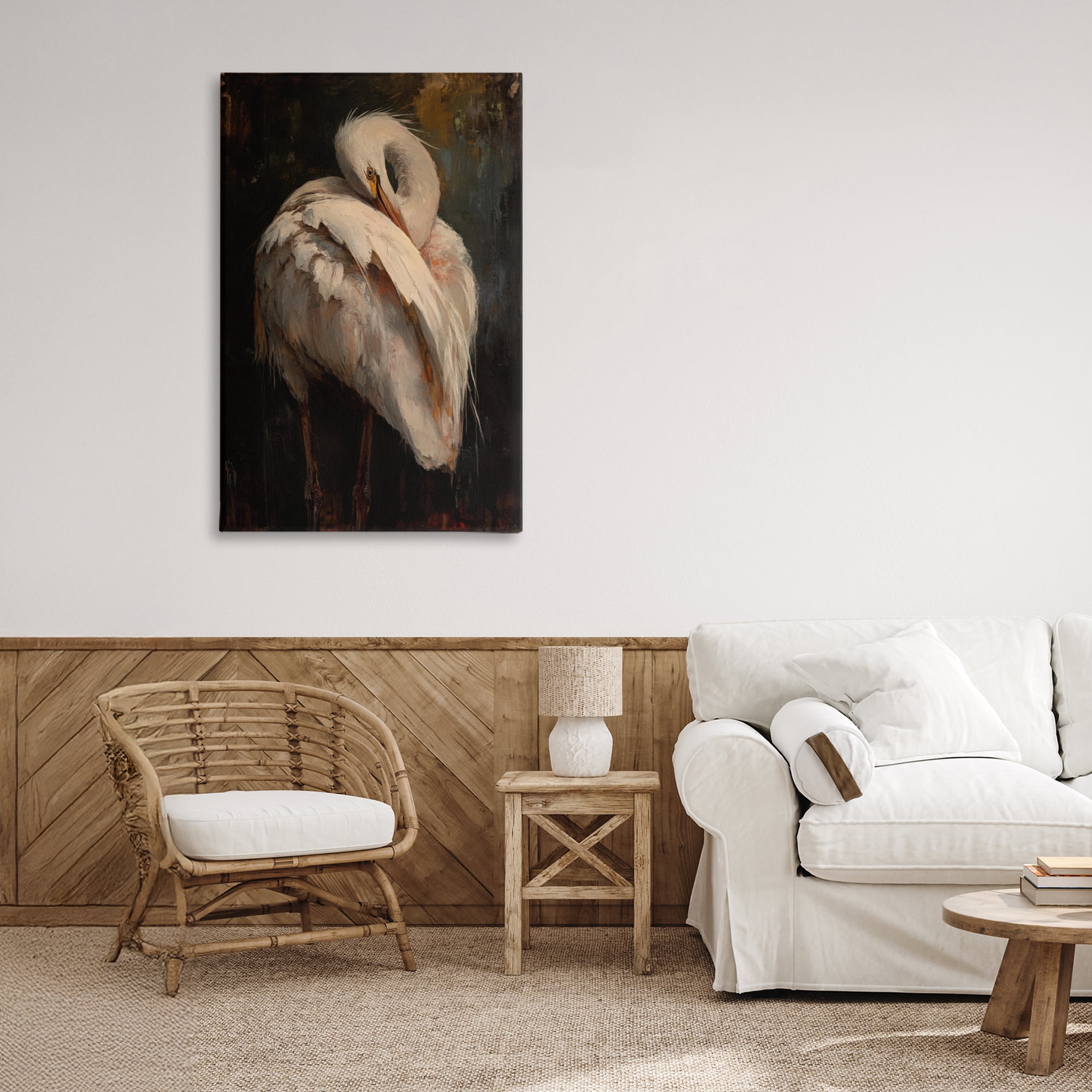 Stupell Industries Sleeping Egret in Golden Light Canvas Wall Art, design by Petal Prints Design
