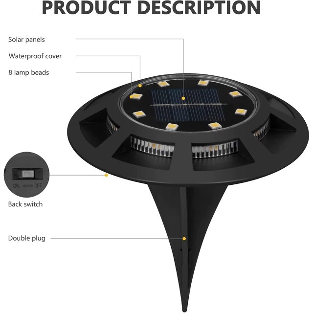 Lámpara solar, luces de jardín LED solares, lámparas de suelo luminosas impermeables - Banban de luz cálida ZefeiWu 8390615097901