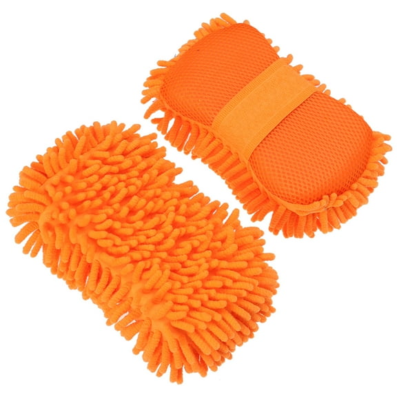 Raindrops Microfiber Car Wash Mitt for Cleaning Cars with Strong Detergency and Orange Fits Most Vehicles