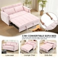 thumbnail image 4 of BedLuxury 53" Velvet Convertible Futon Sofa Bed, 3-in-1 Loveseat Sleeper Sofa with Pull Out Bed & Adjustable Backrest for Living Room or Office, Pink, 4 of 9