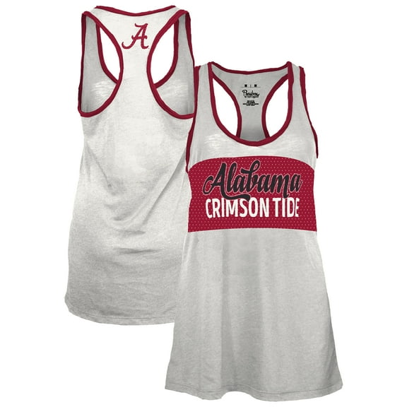 Women's Pressbox White/Crimson Alabama Crimson Tide Tracy Racerback Burnout Tank Top