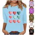 thumbnail image 2 of Utoimkio Clearance 3/4 Sleeve Shirts for Women Fall Tops Crew Neck Casual Tunic Blouses for Women, 2 of 4