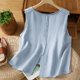 thumbnail image 1 of mfyjkho Camisetas Sin Mangas Para Mujer, Camisa Informal De Color Liso Con Botones Y Cuello Redondo Para Mujer Tops Para Mujer L, 1 of 4