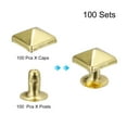 thumbnail image 3 of Unique Bargains 100 Ensembles Rivet 6x5mm Pyramide Rivet Rapide Clous Carré Punk Pointes Décoration Cuir, Ton Or, 3 of 7