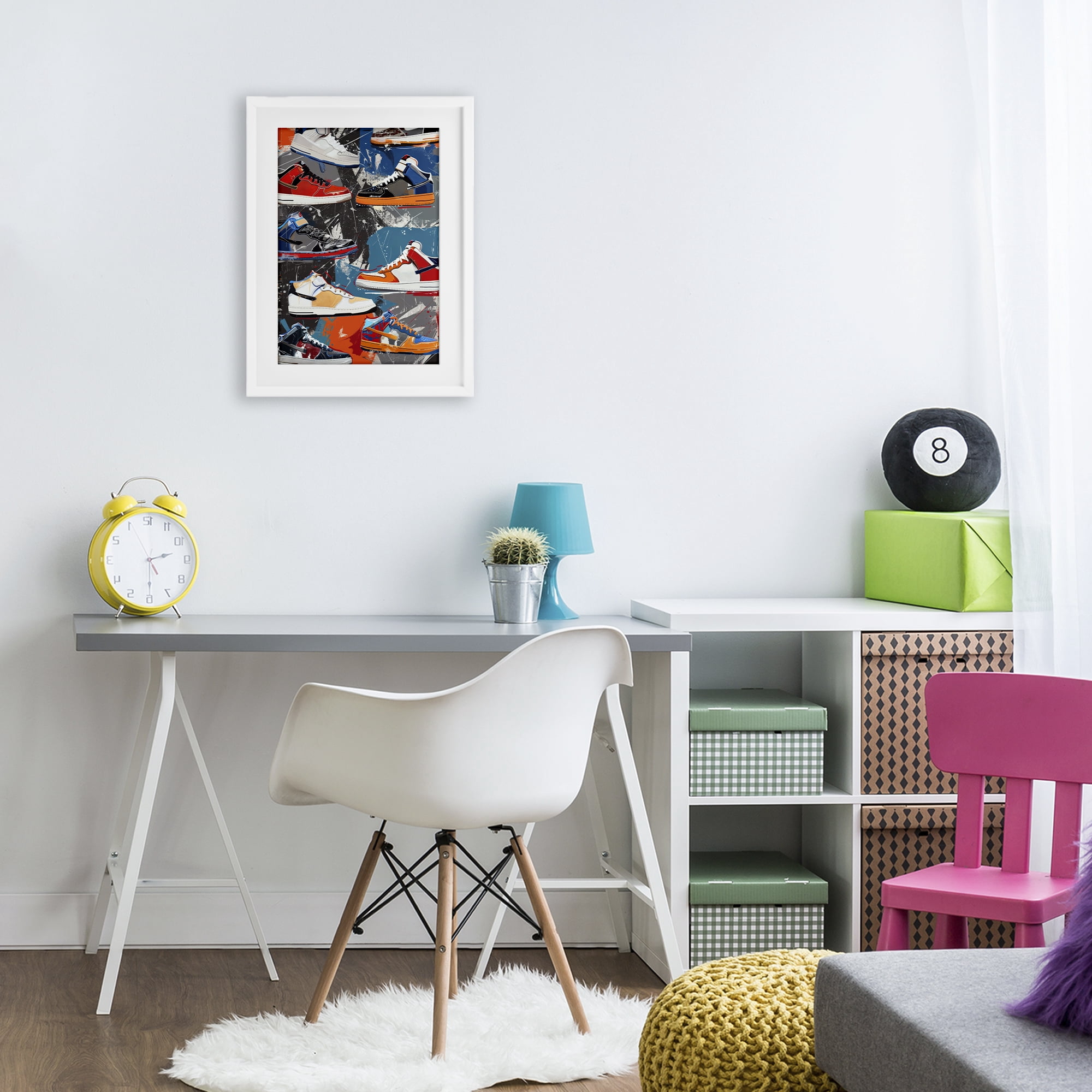 Stupell Industries Stylish Urban Shoe Collection White Framed Print Under Glass, design by Ray Powers