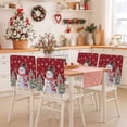 thumbnail image 2 of Snowman Christmas Chair Covers Set of 4 Winter Christmas Tree Snowflakes Red Chair Back Covers Stretch Removable Washable Slipcovers Protector for Dining Room Kitchen Party Decor, 2 of 5