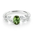 thumbnail image 2 of Gem Stone King 925 Sterling Silver Flower Stem Leaves Ring Tourmaline Moissanite (0.83 Cttw), 2 of 3