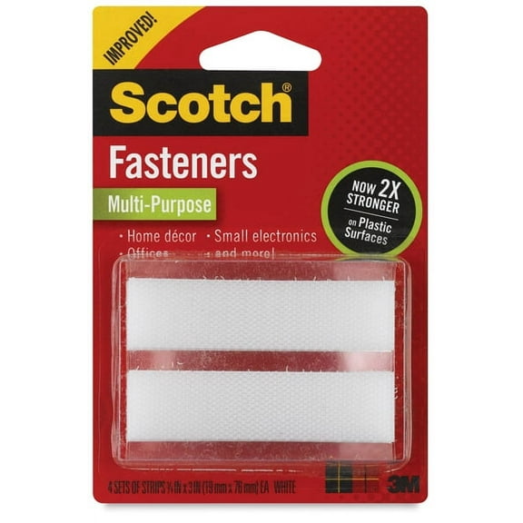 Scotch 3/4 in. x 3 in. White Indoor Fasteners, 4 Count