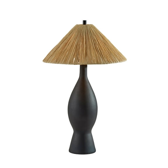 Adesso Maren 28" 1-Light Table Lamp with Brown Rattan Tapered Shade