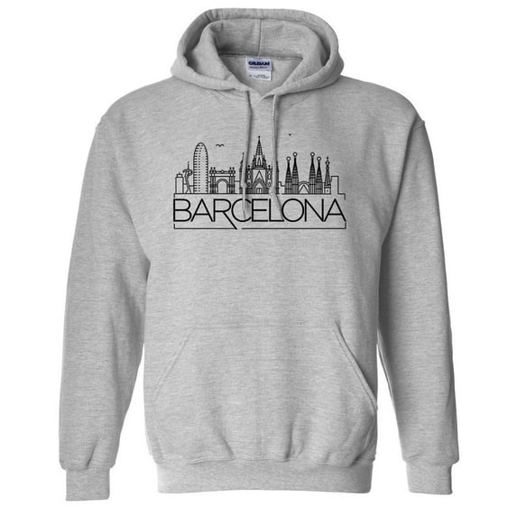 Skyline Barcelona Hoodie Sweatshirt Unisex 4X-Large Grey