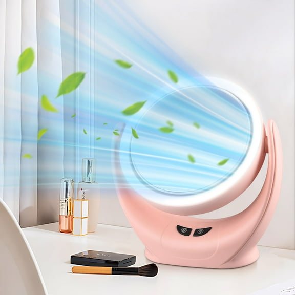 Multifunctional Fan With Mirror Under $5! Yannianjz Vanity Mirror with Fan and Lights, 3 in 1 Makeup Mirror with LED Light Ring, Portable Desk Fan for Dorm, Bedside, Travel, USB Powered
