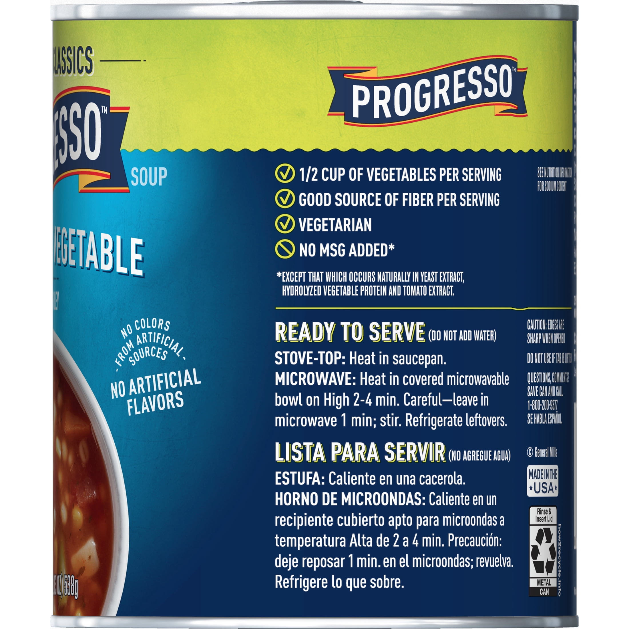 (3 pack) Progresso Vegetable Classics, Vegetarian Vegetable with Barley Canned Soup, 19 oz.