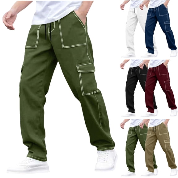 Lenago Pants for Men Spring/Summer Mens Work Pants Casual Daily Outdoor Beach Lightweight Breathable Pants Cargo Pants for Men