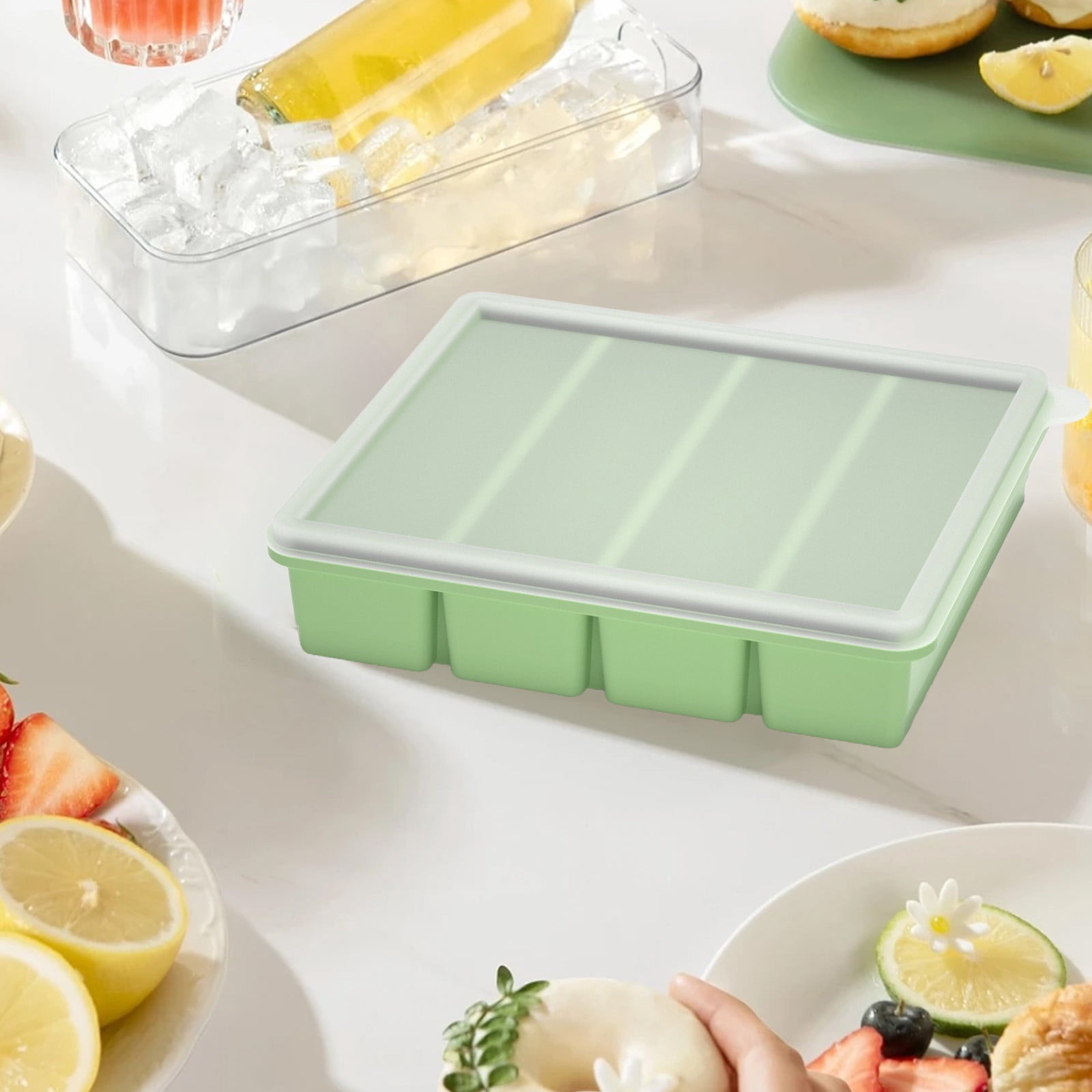 Yannianjz Large Ice Cubes Silicone Molds, Food Grade BPA-Free Ice Tray, Ice Making Box with Lid for Refrigerator, Freezer, Household