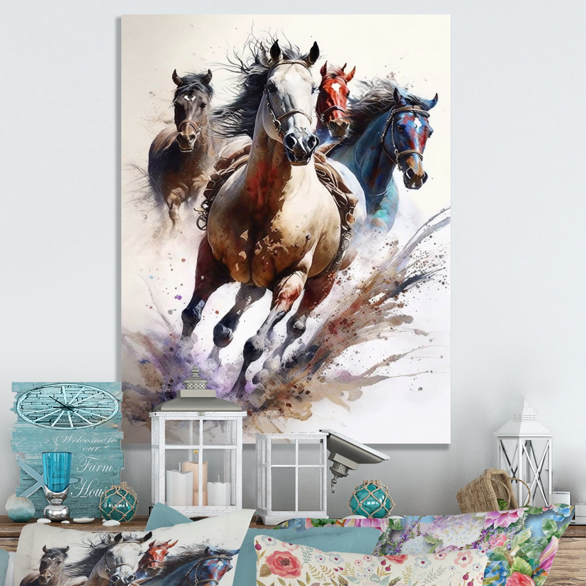 Designart Herd Of Horses Running I Canvas Wall Art