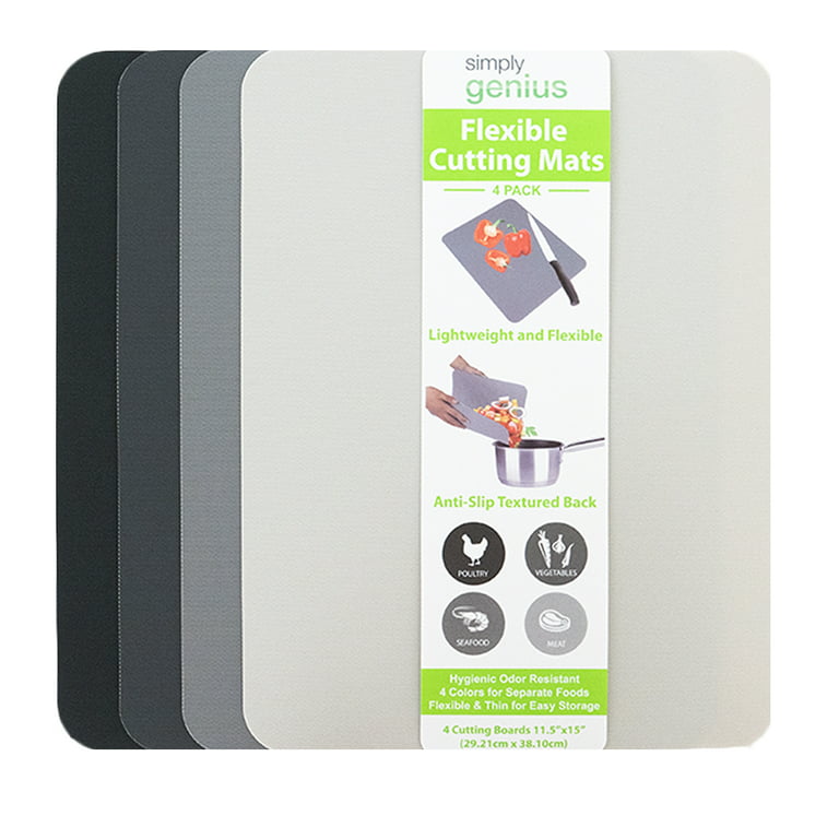 Simply Genius (4 Piece) Extra Thick Large 115 x 15 Cutting Boards for Kitchen Prep, Non Slip Flexible Cutting Mat Set, Dishwasher Safe, BPA Free