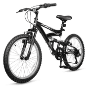 Hykolity 20 Inch Kids Mountain Bike Boys Girls Youth Bicycle For Ages 6-12 Children Bikes Dual Full Suspension Front And Rear V-Brakes 6 Speeds Drivetrain, Black