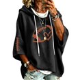 thumbnail image 4 of Oversized Football Sweatshirts for Women 3/4 Sleeve Hoodie Sweatshirts Trendy Fleece Graphic Hoodie Y2K Pullover Sweater Soft Game Day Mom Shirts Daily Travel Outfits, Black 3XL, 4 of 5