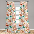 thumbnail image 2 of Tropical Vibes Window Curtains, Colorful Design Cartoon Flamingo Pattern With Exotic Leaves Print, Lightweight Decor 2-Panel Set with Rod Pocket, Pair of - 28"x63", Dark Pink Jade Green, by Ambesonne, 2 of 3
