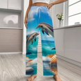 thumbnail image 2 of Dolphins in Ocean Bubble Scene-2 Pajama Pants Breathable with Pockets Pajamas For Lady Vintage Sleeping Pants Bedroom Homewear, 2 of 6