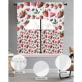 thumbnail image 2 of Red Strawberry Swag Kitchen Curtains Sets for Windows 24 Inch Length, Flowers Pink Love Valentine's Day Short Window Curtain Panels Swags Valances and Tiers 3 Piece Set for Cafe/Dining Room, 2 of 5