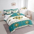 thumbnail image 3 of jejeloiu Ancient Bohemian Aztec 7-Piece Twin Bedding Sets,White Cyan Bedding Comforter Set For Adult Reversible, 3 of 8