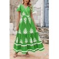 thumbnail image 4 of Vestido largo PRETTYGARDEN para mujer 2025, verano, floral, verde y blanco, 4 of 8