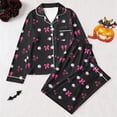 thumbnail image 3 of CONZONE Halloween Pajamas for Women Set Printed Long Sleeve Button Down Tops and Pants Hallowmas Loungewear Soft 2 Piece Pjs Set for Women, 3 of 3