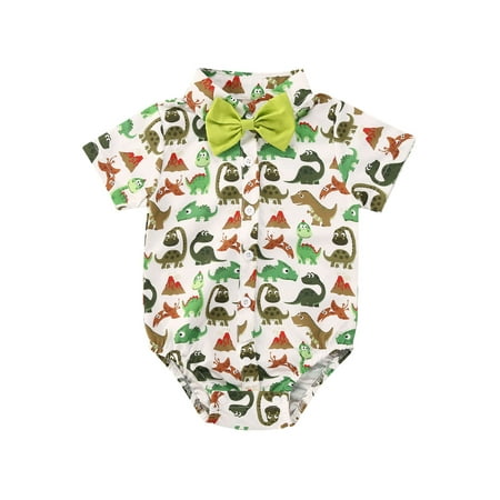 

Izhansean Newborn Baby Boys Gentleman Clothes Dinosaur Romper Jumpsuit Bodysuit Outfits Green 3-6 Months