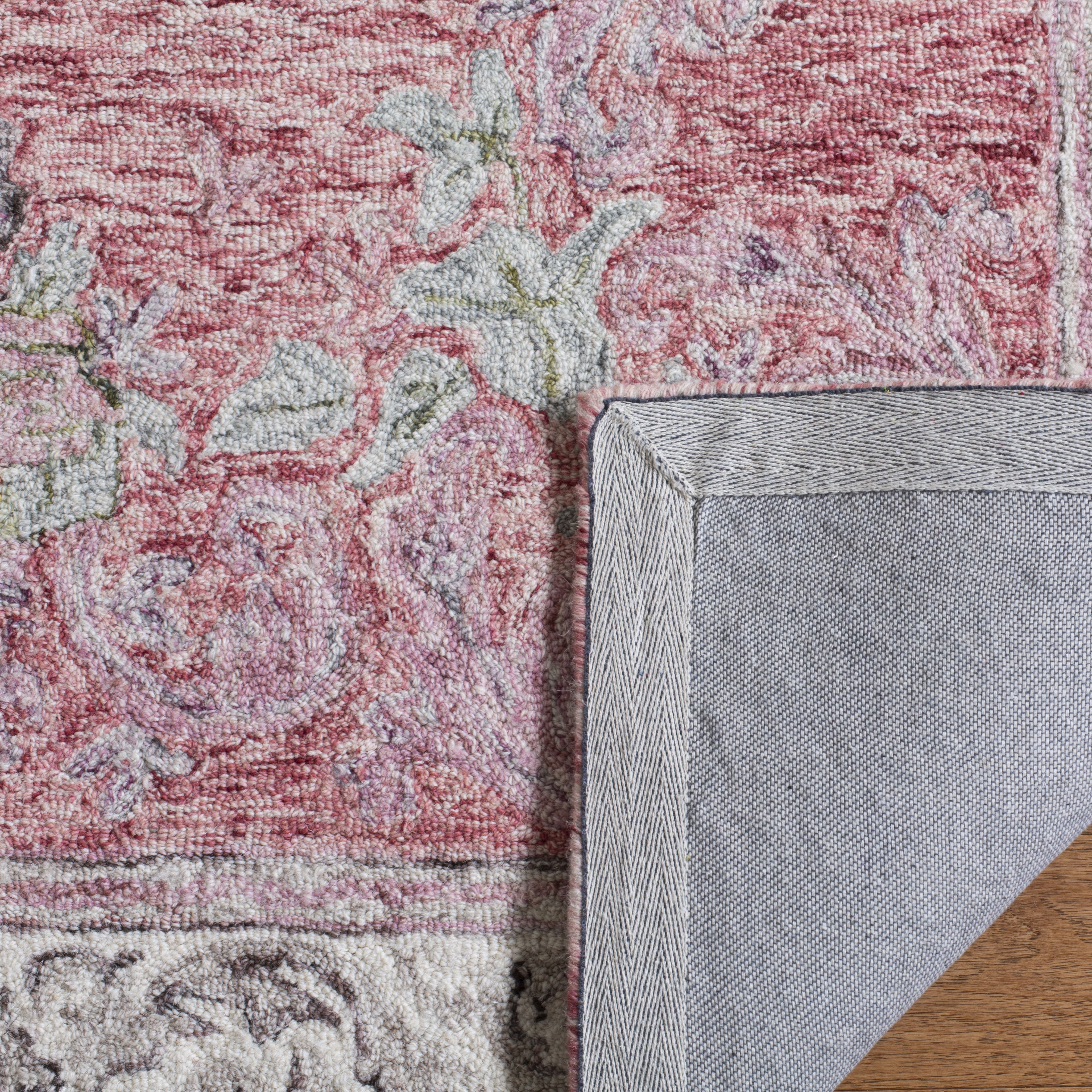 SAFAVIEH Aubusson Sonam Floral Bordered Wool Runner Rug, Red/Ivory, 2'3" x 8'
