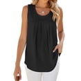 thumbnail image 3 of Hibeli Women's Scoop Neck Sleeveless Pleated Front Solid Color Tank Top, 3 of 7