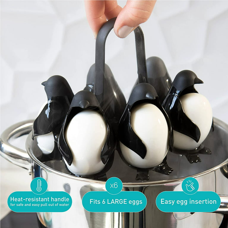 6 Cells 3-in-1 Penguin-Shaped Egg Holder, Cook, Store, and Serve
