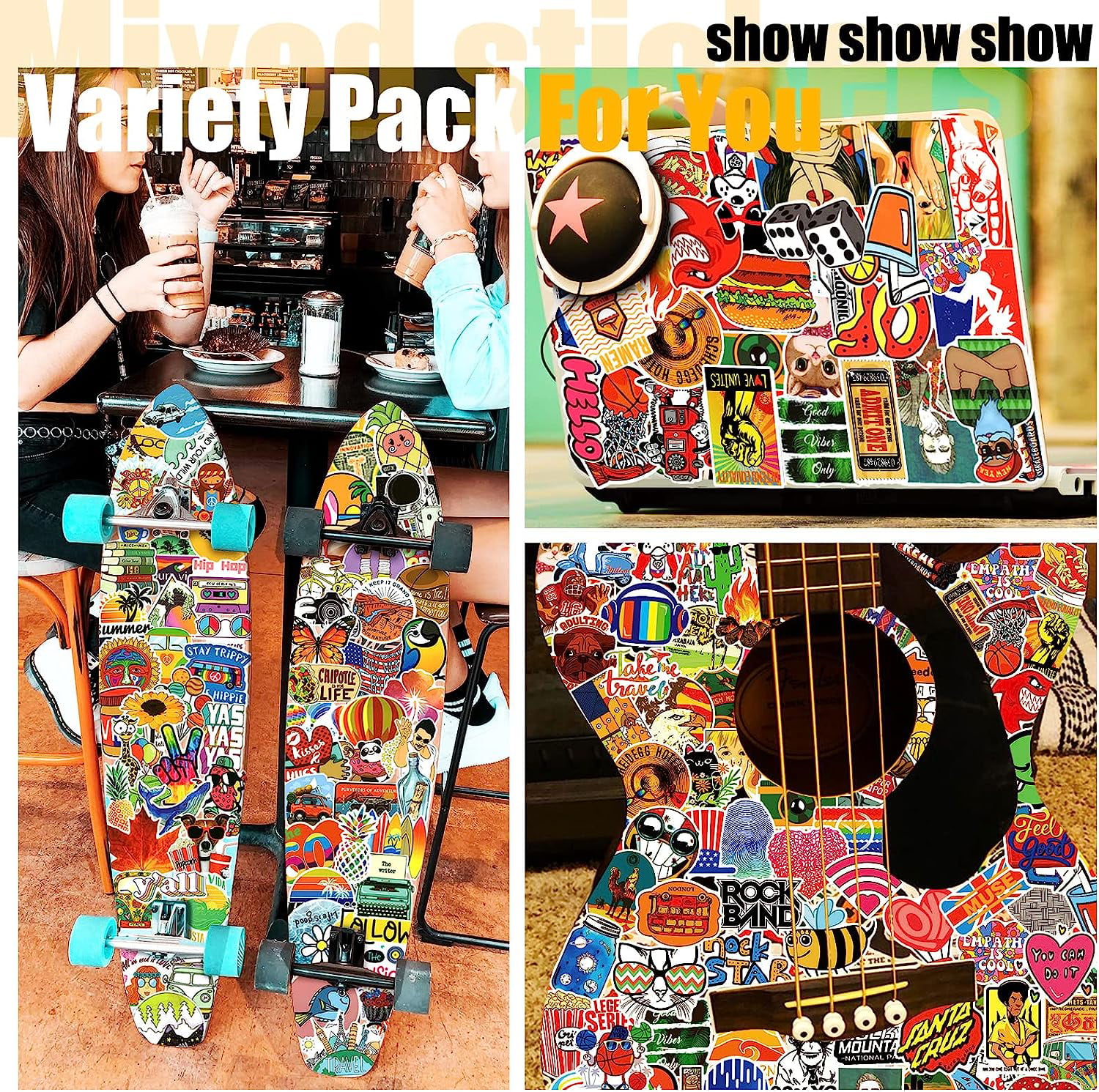 10/30/50PCS Food Colorful Candy Stickers DIY Bike Travel Luggage Guitar  Laptop Waterproof Cool Graffiti